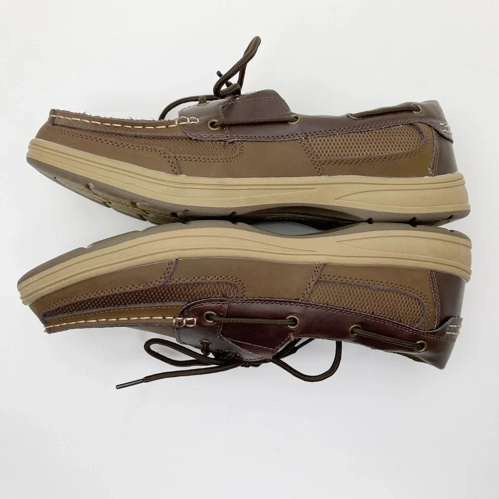 Magellan‎ Outdoors FWMFMC2056 Leather Mesh Boat Shoes Mens 12D Brown